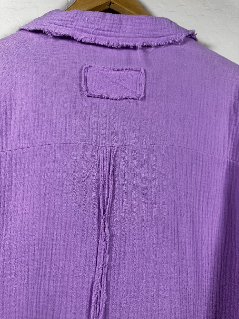 Zenana Lavender Double Gauze Button Down Shirt 100% Cotton Oversized Large - Picture 4 of 11